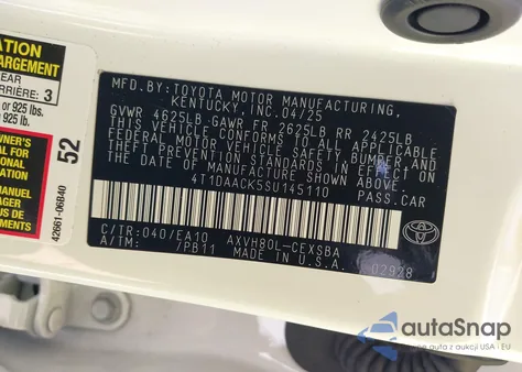 2025 Toyota Camry Xse из США, поврежденный, VIN 4T1DAACK5SU145110